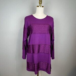 Gispa Purple Sweater Tunic Womens Size‎ Large Made in Italy Cotton Rayon